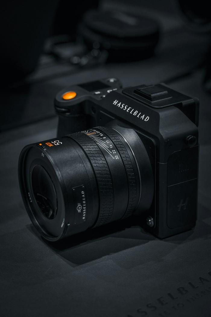 Hasselblad medium format camera on a table, representing the flagship cameras compared in this shootout review