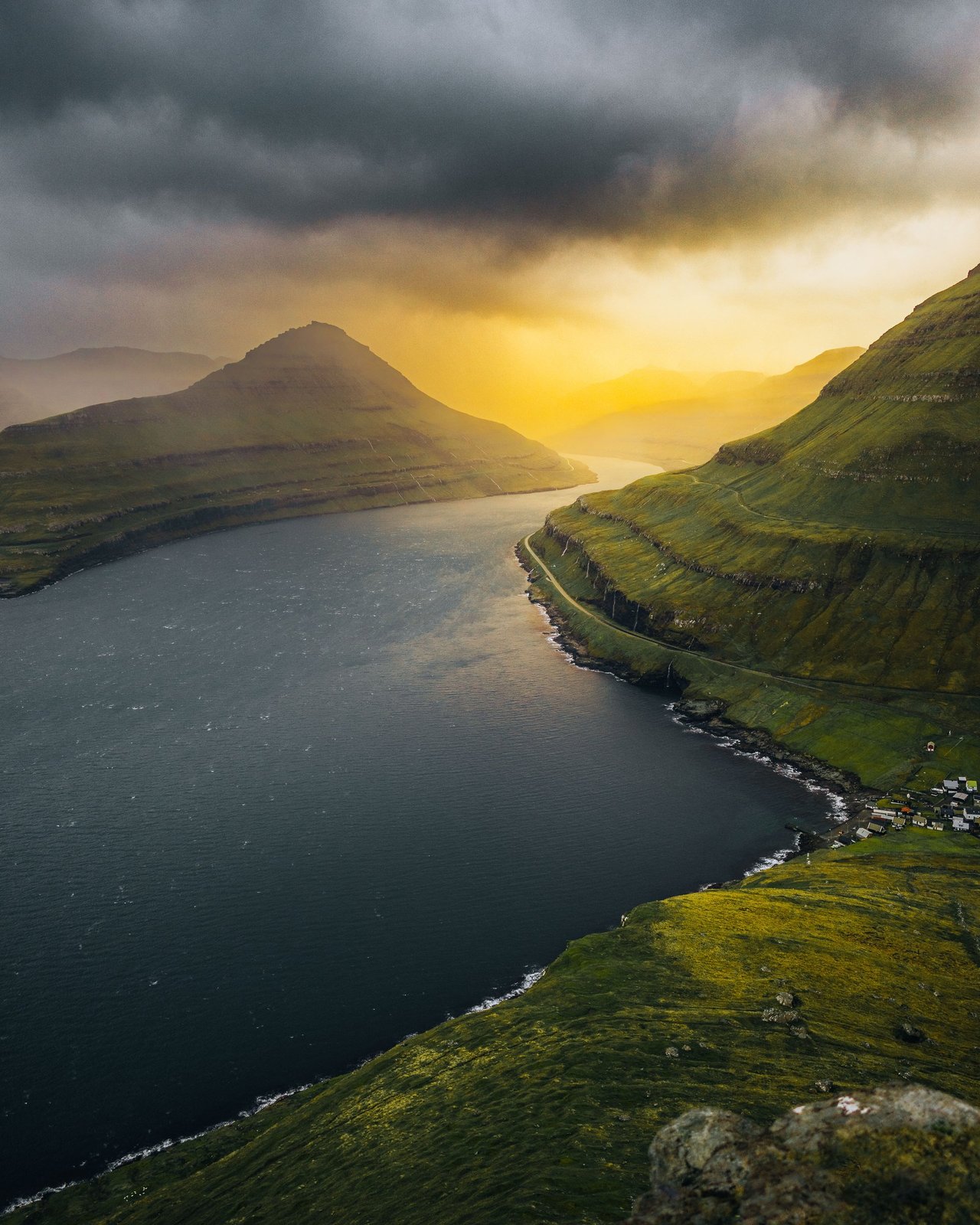 Funningur Church and fjords