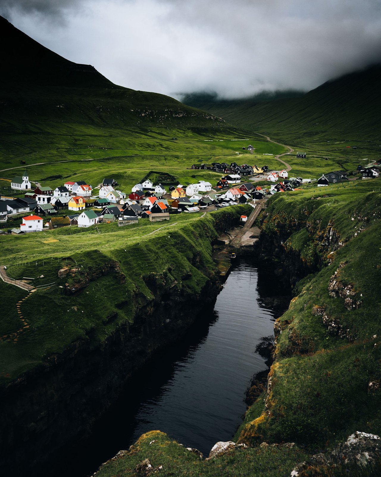Gjógv natural harbor