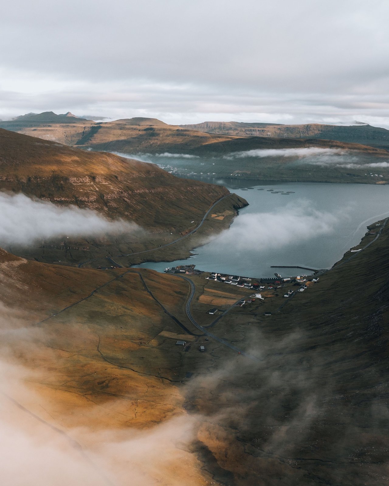 Saksun tidal lagoon from above