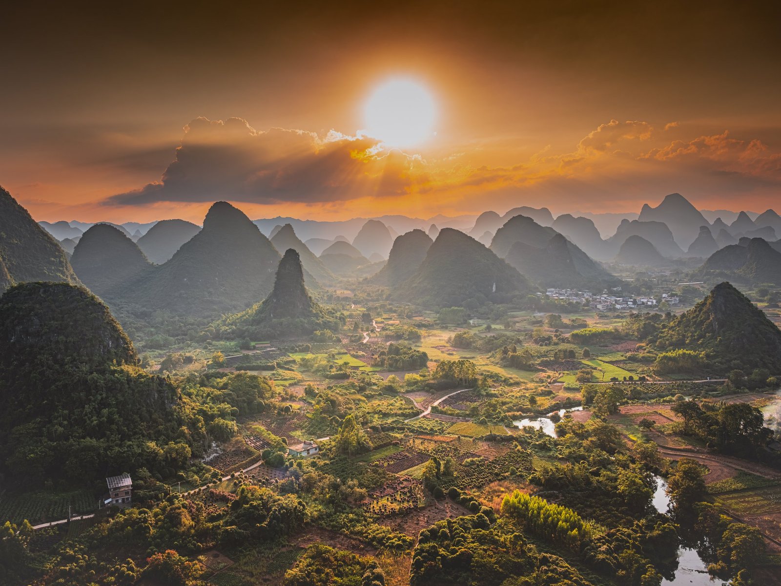 Cuiping Five Finger Mountain sunset