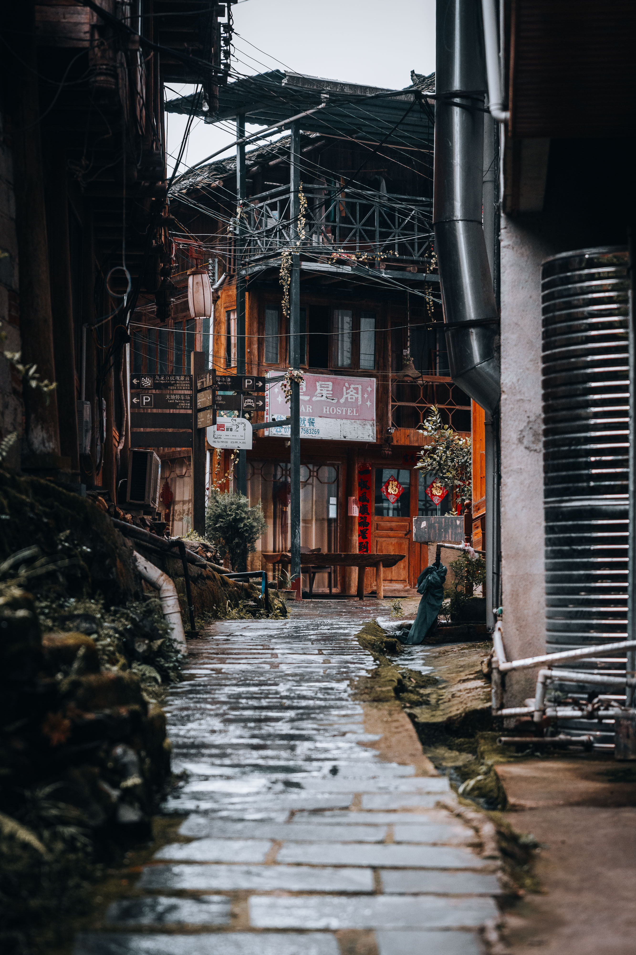 Traditional village and rice fields