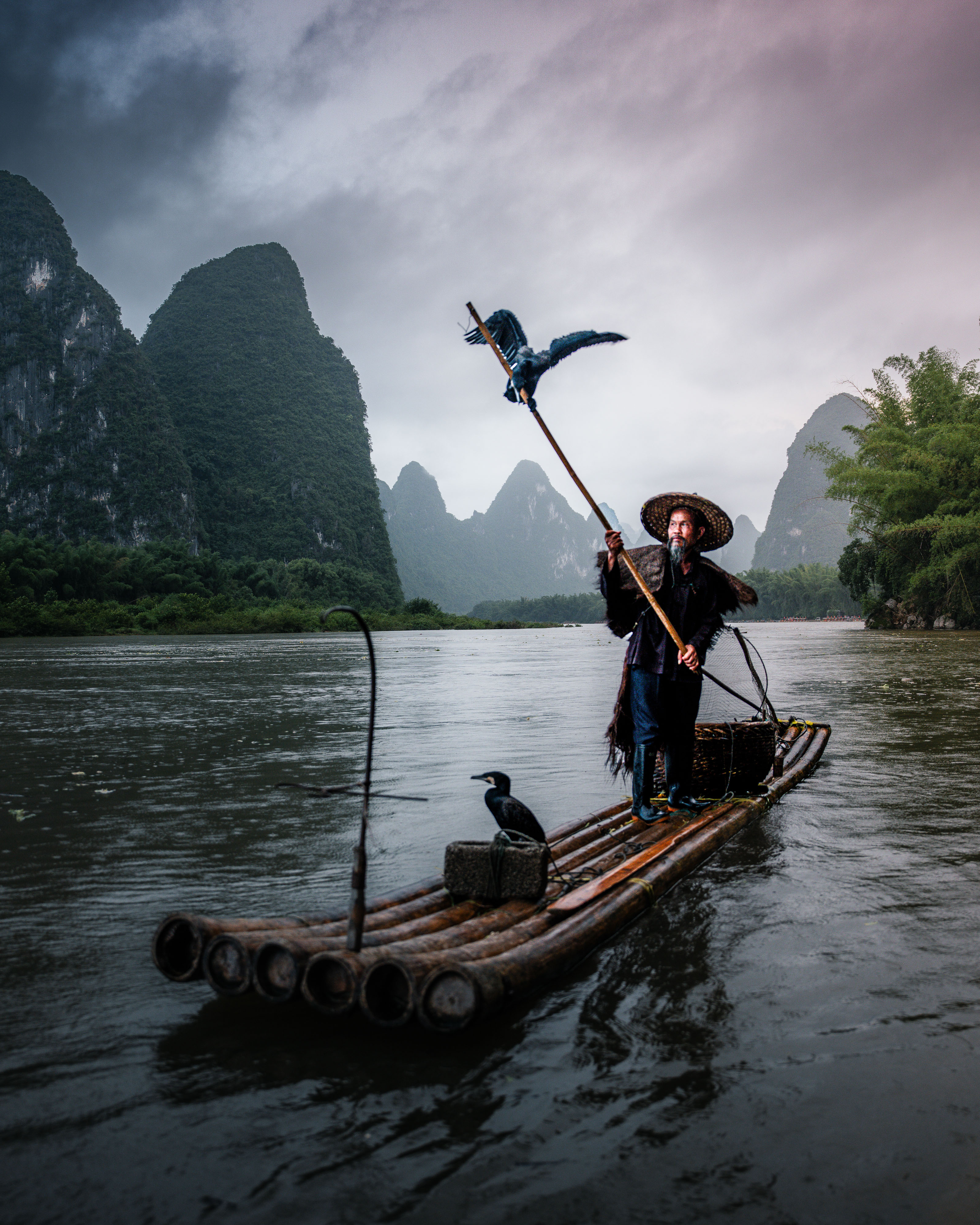 Misty morning over karst peaks