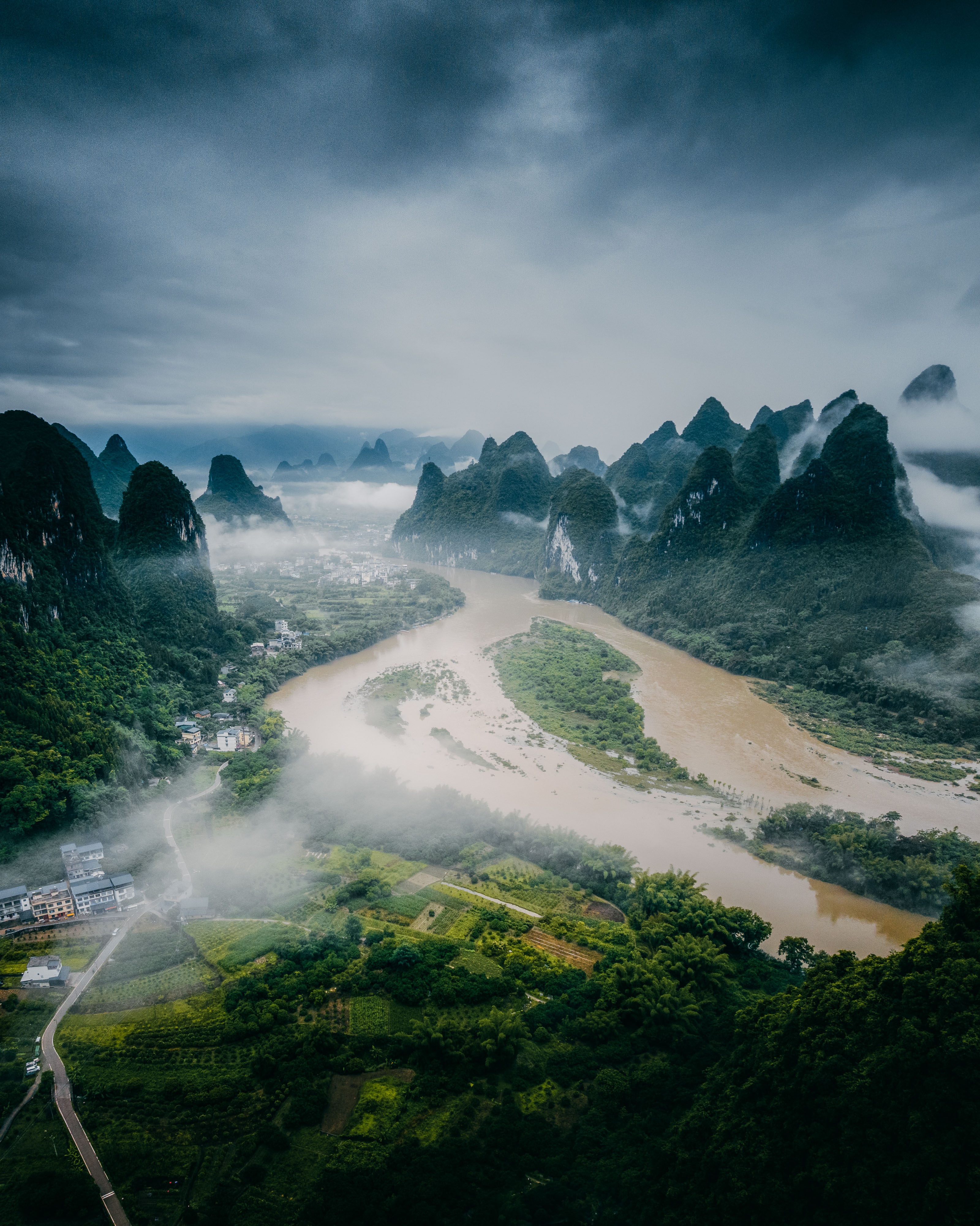 Karst formations at dusk