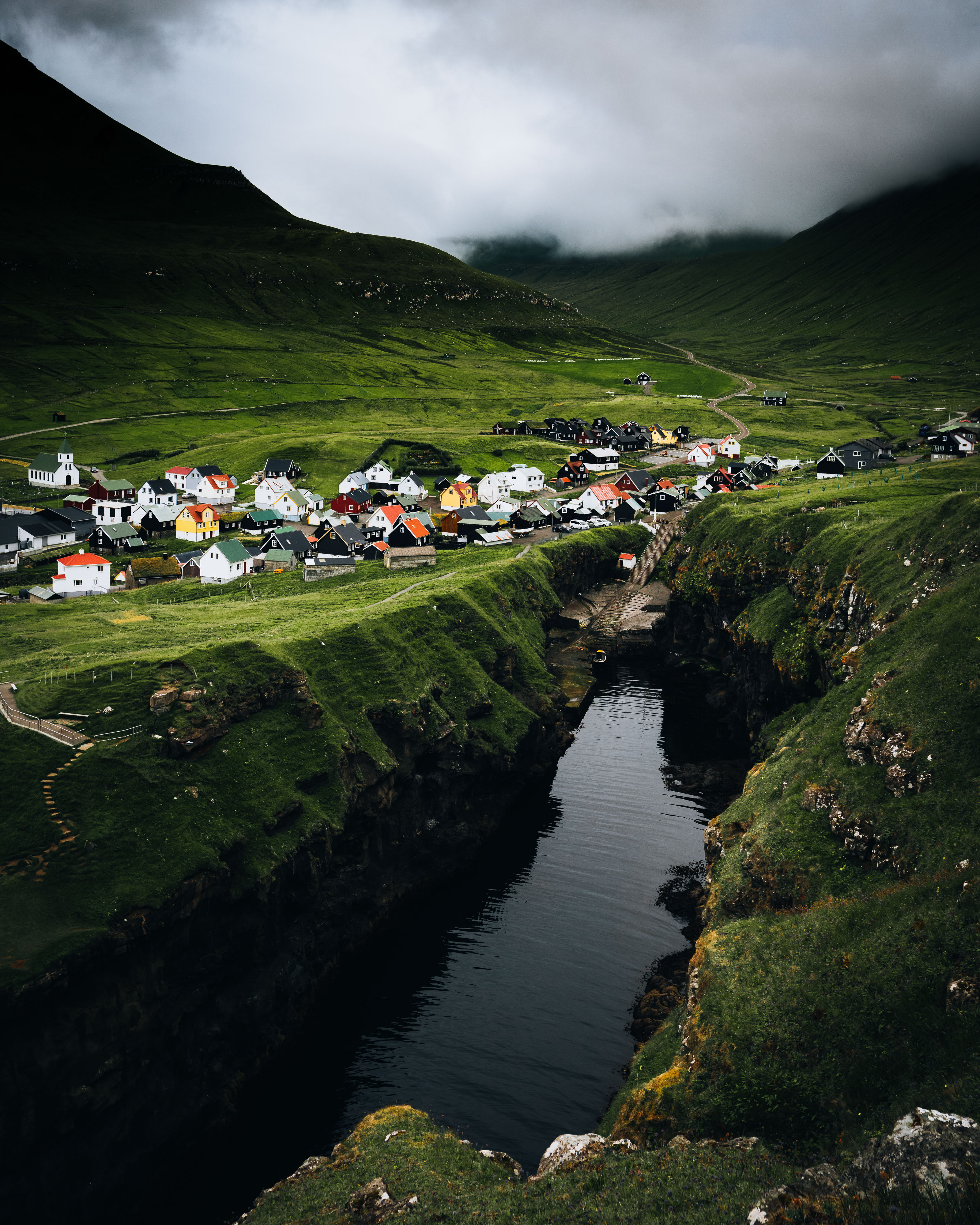 Gjógv natural harbor
